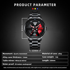 Sports Car Rim Luxury Men's Watch Spinning Alloy